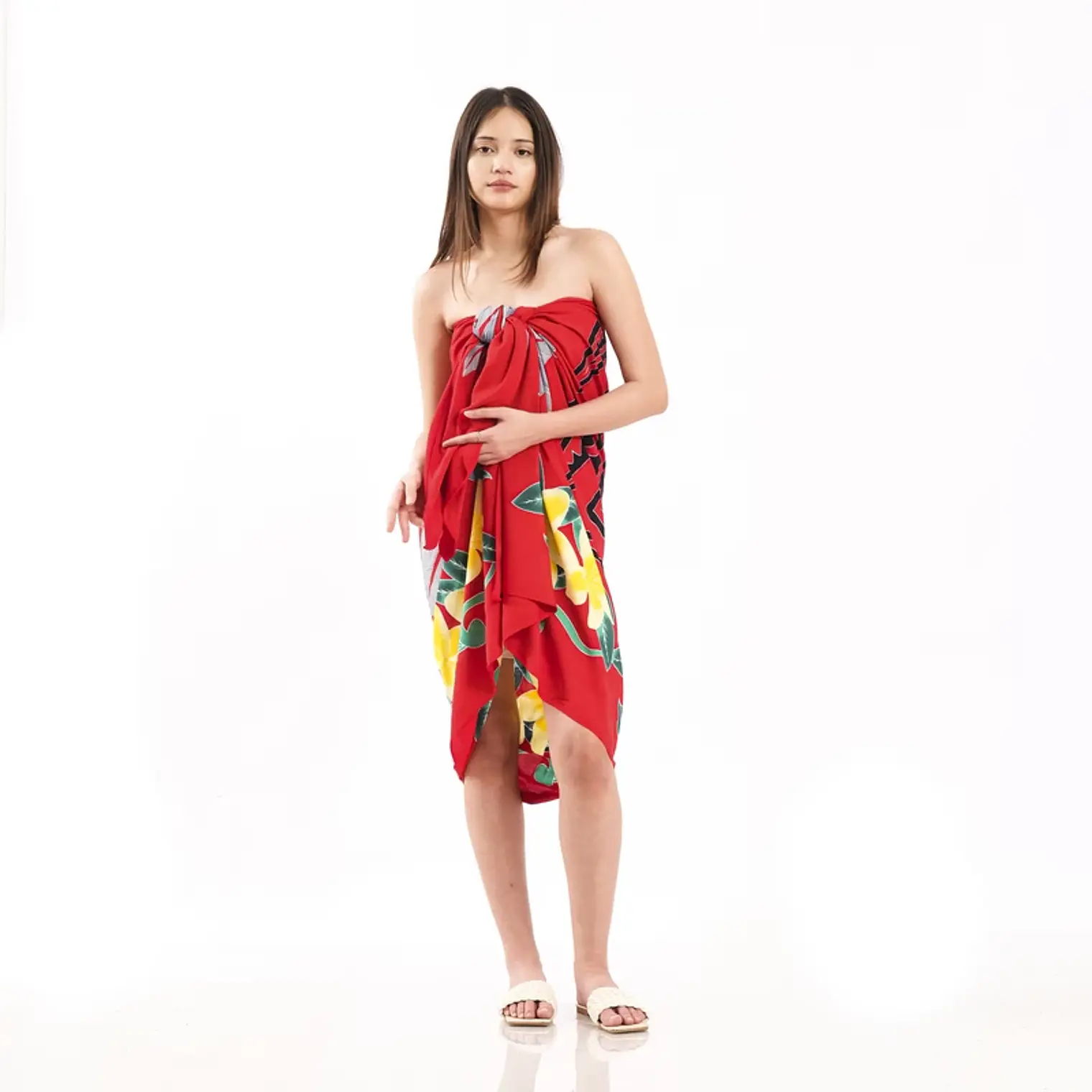Pareo XL 2 x1,15mts rojo con tipanie y tortuga 7