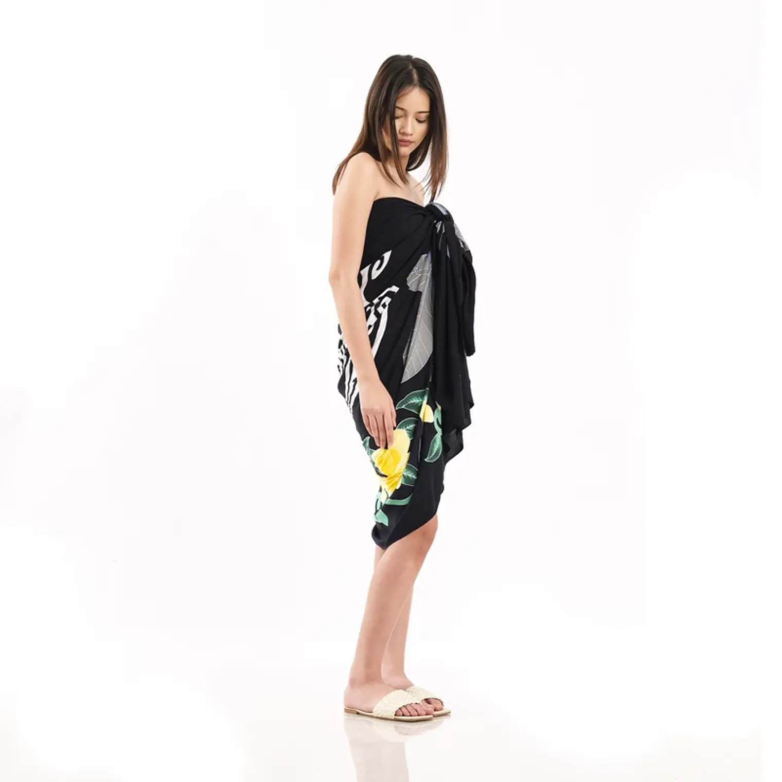 Pareo XL 2 x1,15mts negro con tipanie y tortuga 2