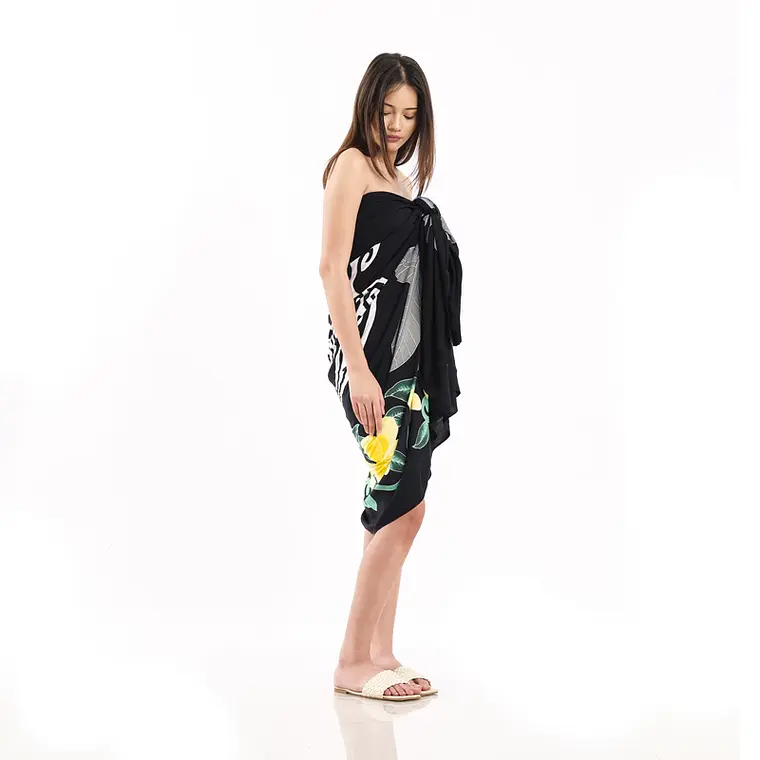 Pareo XL 2 x1,15mts negro con tipanie y tortuga 2