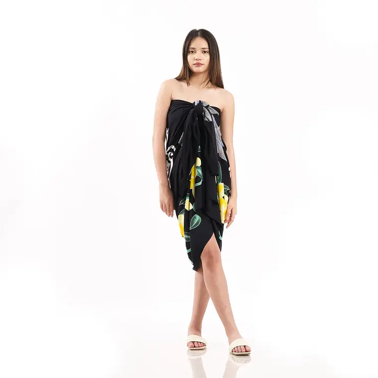 Pareo XL 2 x1,15mts negro con tipanie y tortuga 3