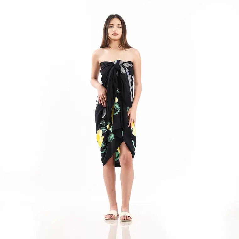 Pareo XL 2 x1,15mts negro con tipanie y tortuga 8