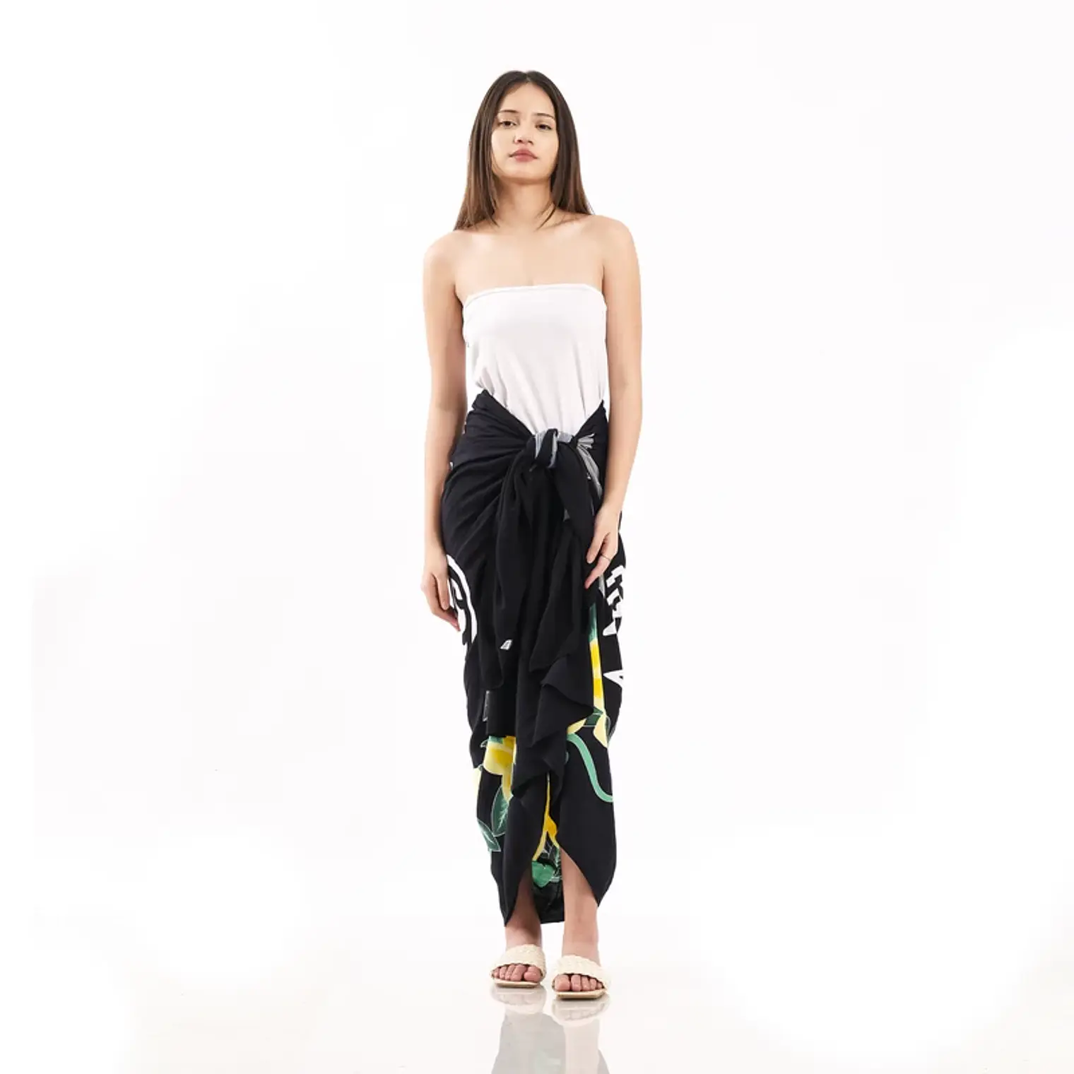 Pareo XL 2 x1,15mts negro con tipanie y tortuga 4
