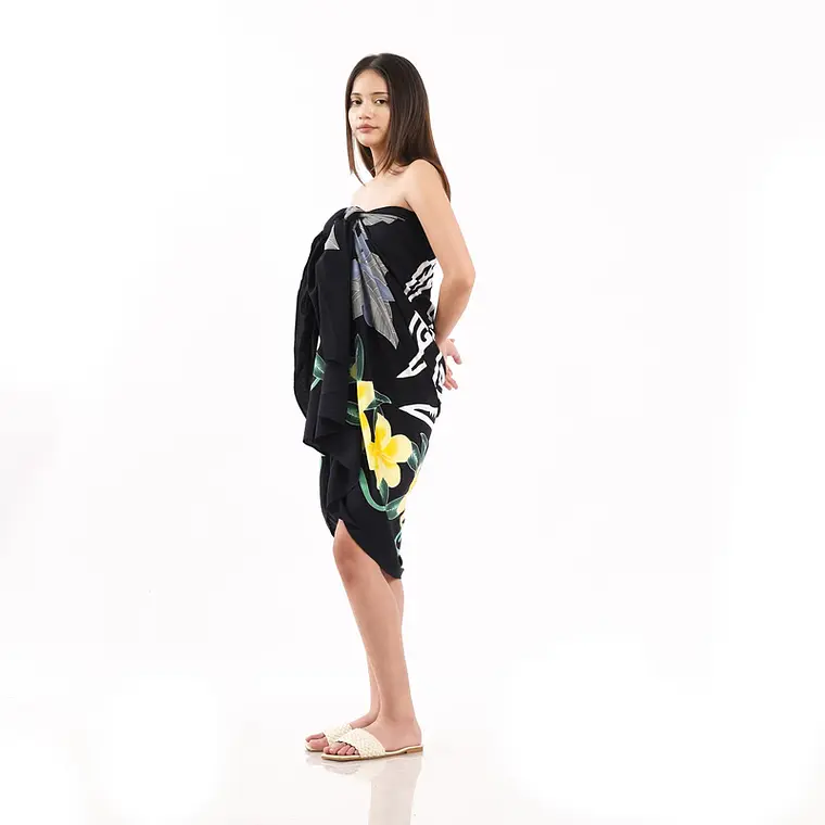 Pareo XL 2 x1,15mts negro con tipanie y tortuga 6
