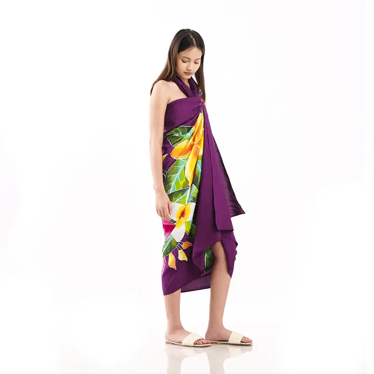 Pareo XL 2 x1,15mts morado con tipanie amarilla y fucsia 5