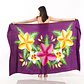 Pareo XL 2 x1,15mts morado con tipanie amarilla y fucsia - Miniatura 1