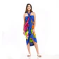 Pareo XL 2x1,15mts azul con centro hibisco naranjo - Miniatura 2