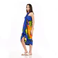 Pareo XL 2x1,15mts azul con centro hibisco naranjo - Miniatura 3