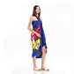 Pareo XL 2x1,15mts azul con centro hibisco naranjo - Miniatura 4