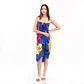 Pareo XL 2x1,15mts azul con centro hibisco naranjo - Miniatura 6