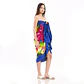Pareo XL 2x1,15mts azul con centro hibisco naranjo - Miniatura 7