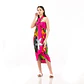 Pareo XL 2 x1,15mts fucsia con 3 Tiare blanca y tipanie - Miniatura 2