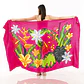Pareo XL 2 x1,15mts fucsia con 3 Tiare blanca y tipanie - Miniatura 1