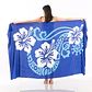 Pareo XL 2x1,15mts azul 3 hibiscos blanco - Miniatura 1