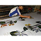 Pareo XL 2x1,15mts azul 3 hibiscos blanco - Miniatura 9