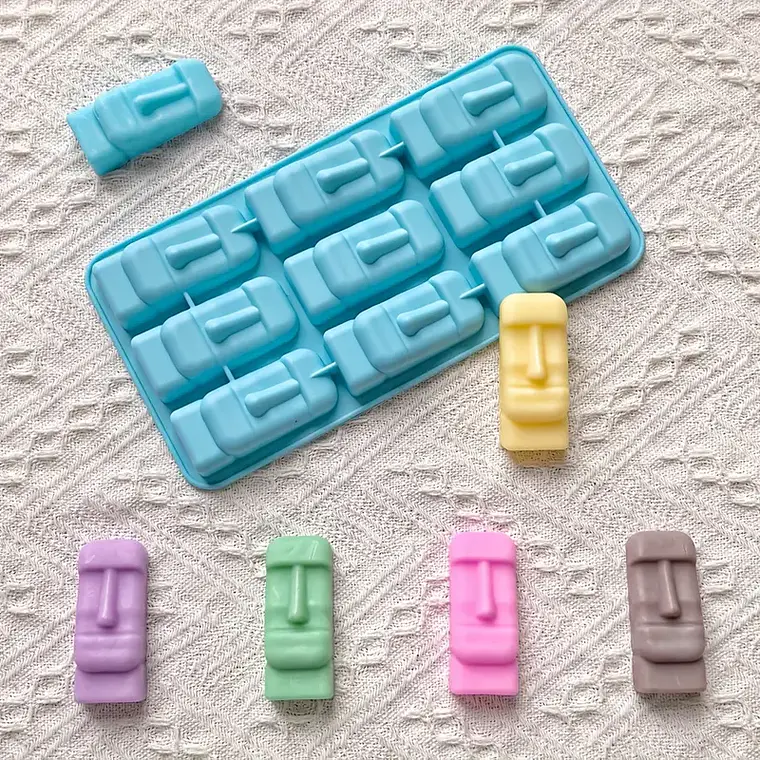 Moldes Moai De Silicona Ideal Para Hielos COLOR CELESTE 8