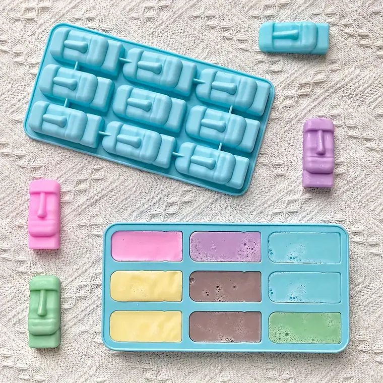 Moldes Moai De Silicona Ideal Para Hielos COLOR CELESTE 11
