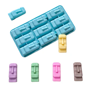 Moldes Moai De Silicona Ideal Para Hielos COLOR CELESTE