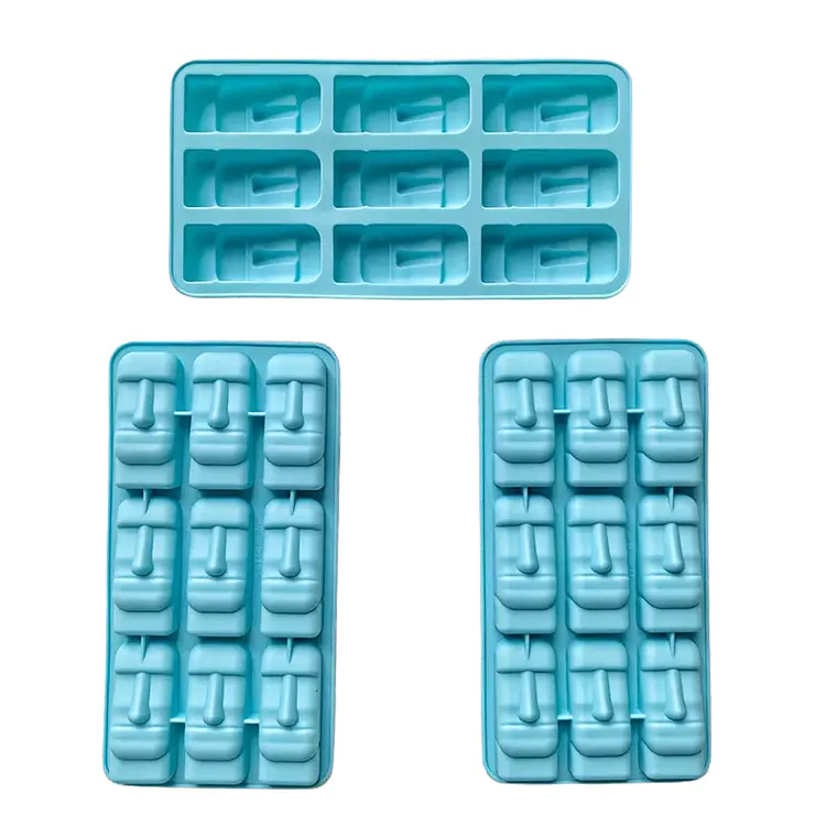 Moldes Moai De Silicona Ideal Para Hielos COLOR CELESTE 4