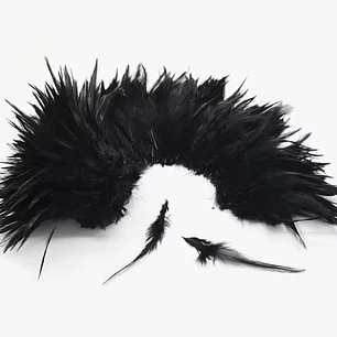 Moño Plumas Negro 10 a 12cm