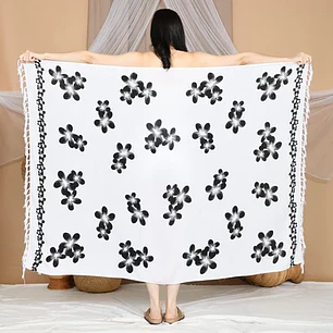 Pareo L 1,75x1,15mts Blanco con Tipanie Negro