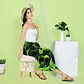 Pareo L 1,75x1,15mts Verde con Hibisco Negro y hojas - Miniatura 6