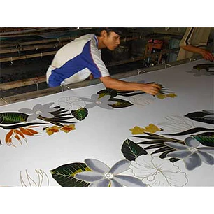 Pareo L 1,75x1,15mts Amarillo con Hibisco Negro y tipanies