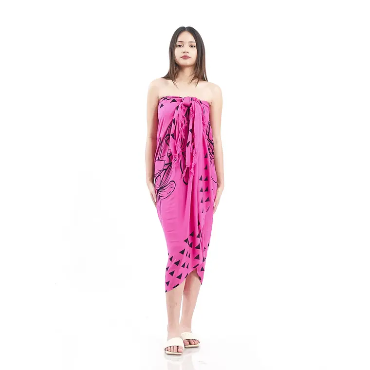 Pareo L 1,75x1,15mts Fucsia con tipanie 2