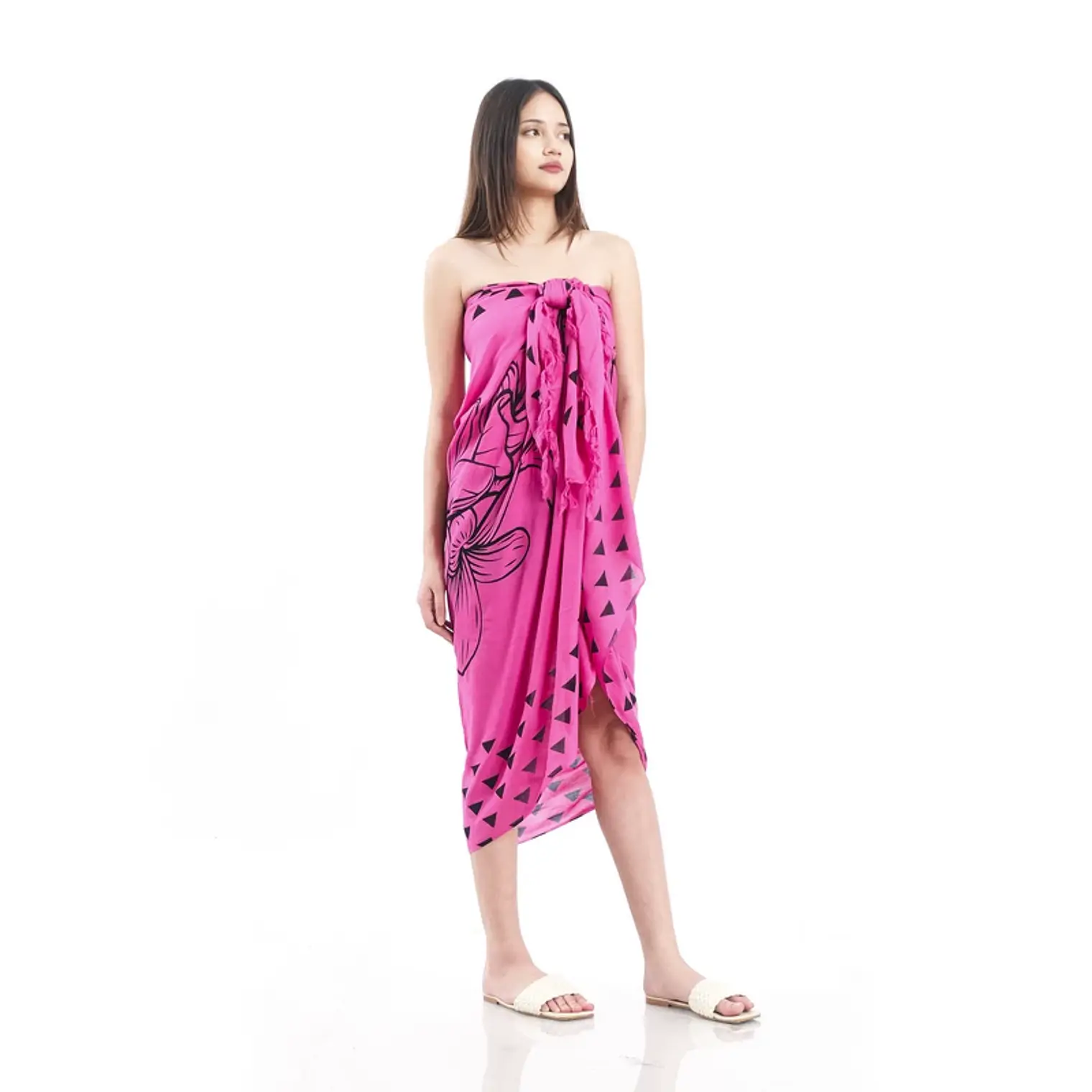Pareo L 1,75x1,15mts Fucsia con tipanie 3