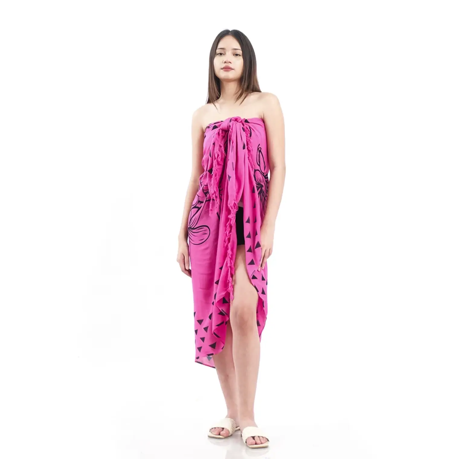 Pareo L 1,75x1,15mts Fucsia con tipanie 6