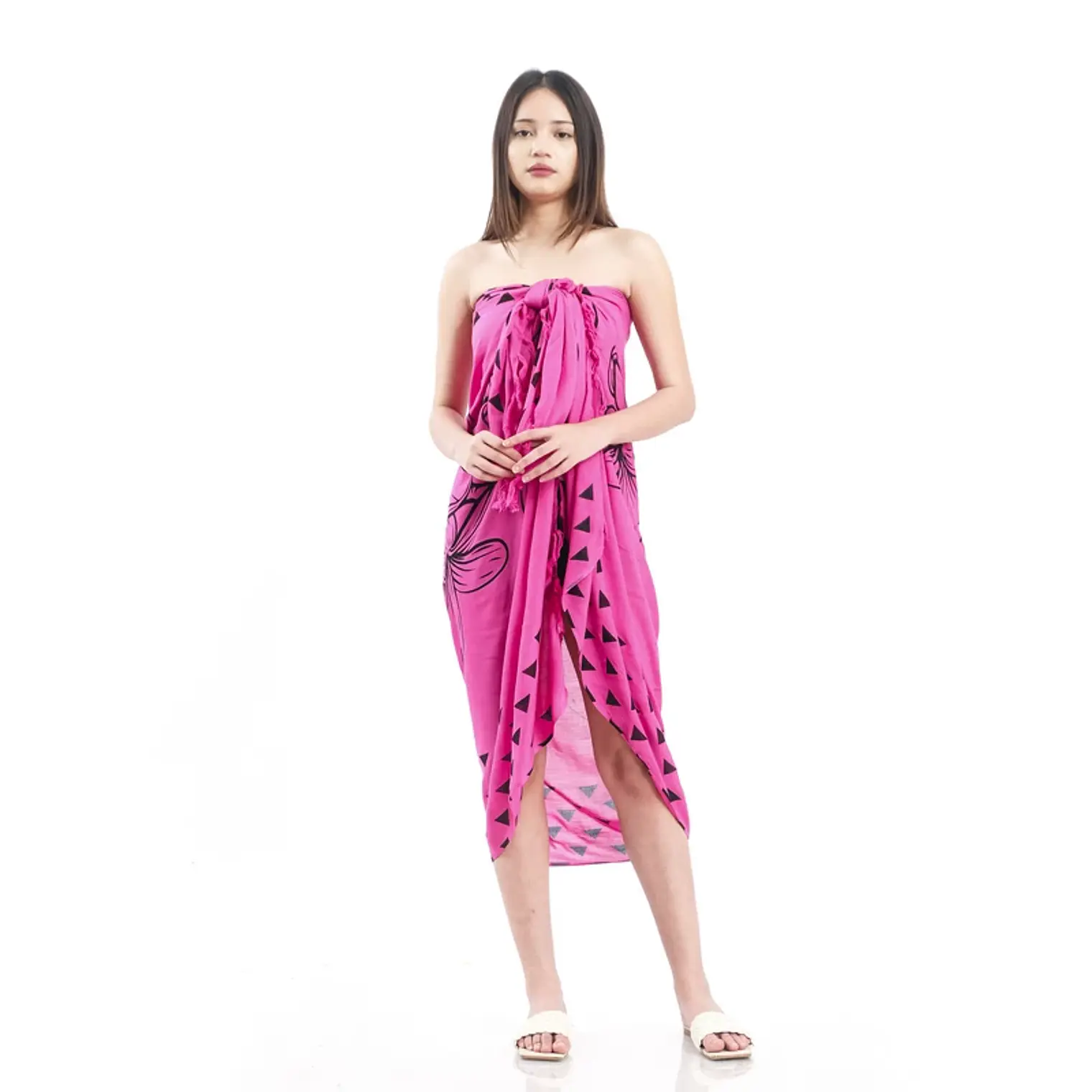 Pareo L 1,75x1,15mts Fucsia con tipanie 7