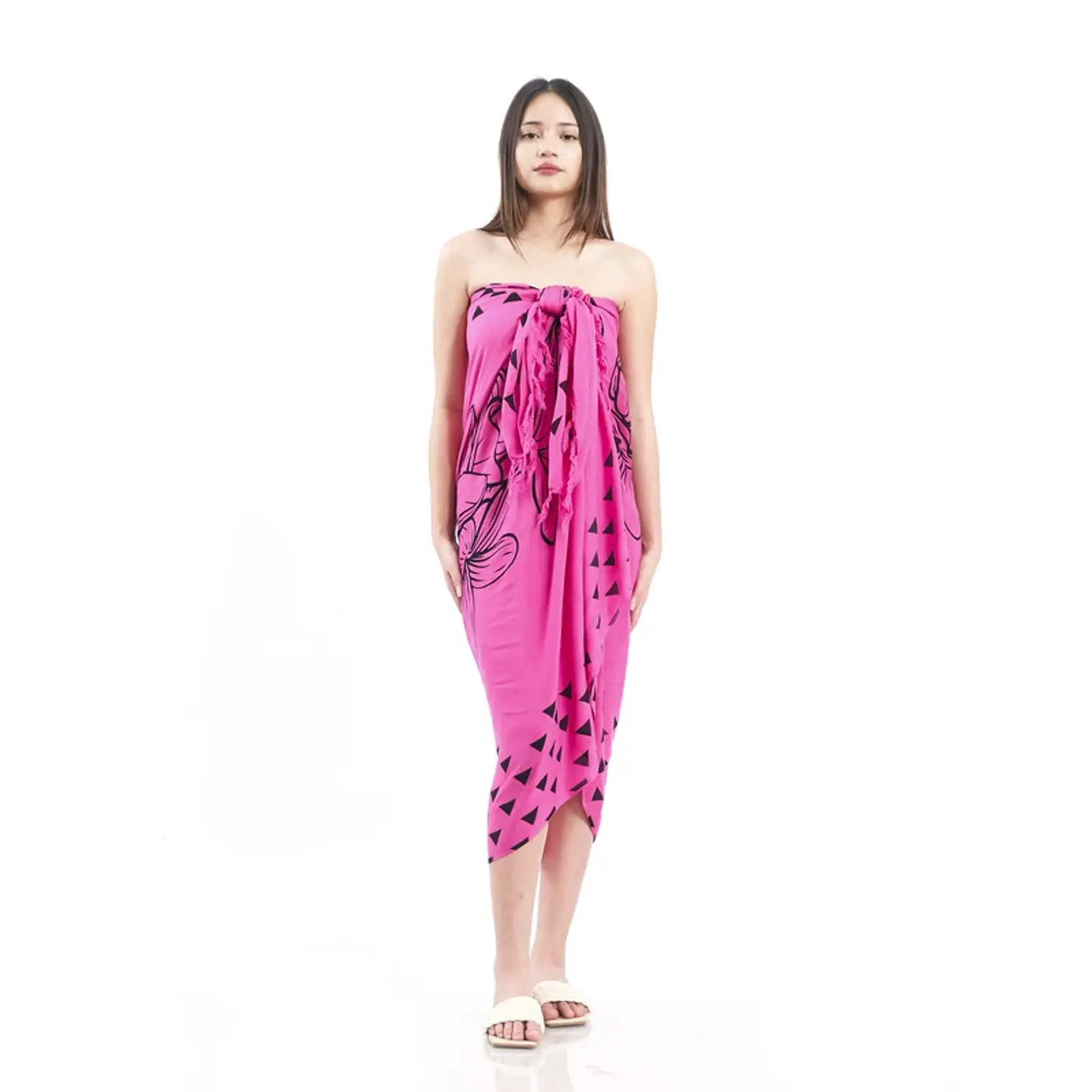 Pareo L 1,75x1,15mts Fucsia con tipanie 8