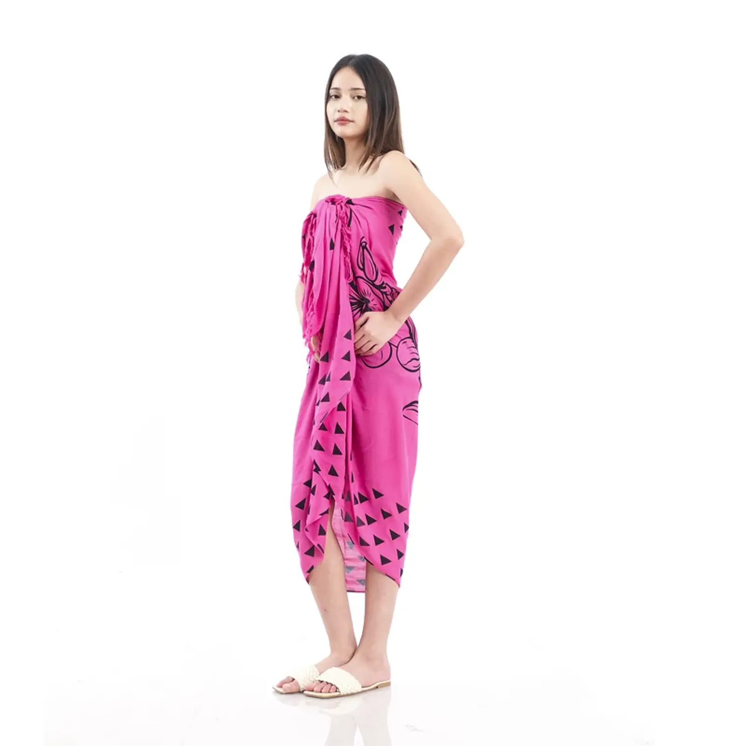 Pareo L 1,75x1,15mts Fucsia con tipanie 9