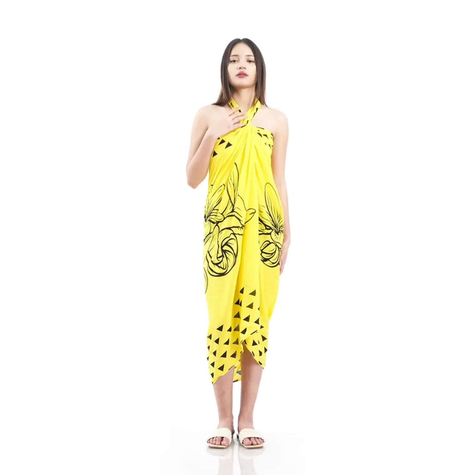 Pareo L 1,75x1,15mts Amarillo con tipanies 3