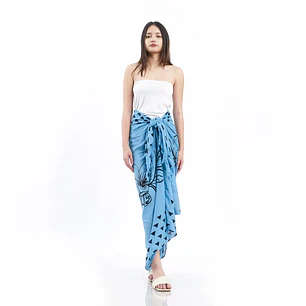 Pareo L 1,75x1,15mts Celeste con tipanies