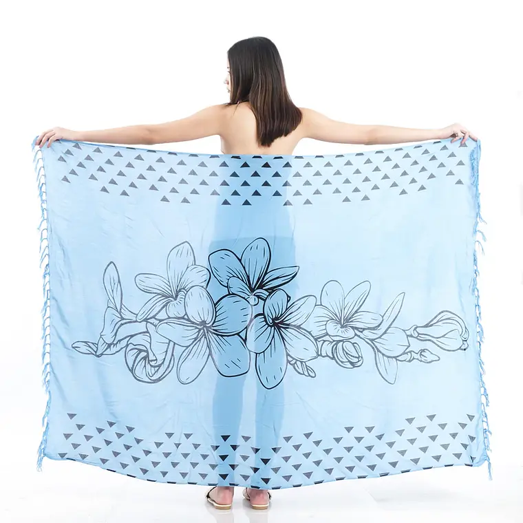 Pareo L 1,75x1,15mts Celeste con tipanies 1