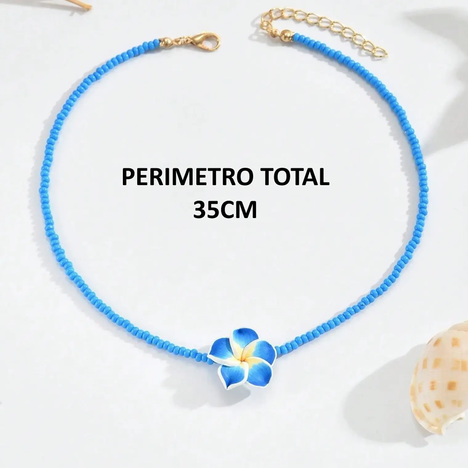 Colgante para niña mostacilla azul y tipanie azul 35cm 2