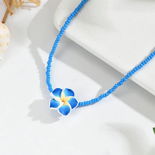 Colgante para niña mostacilla azul y tipanie azul 35cm