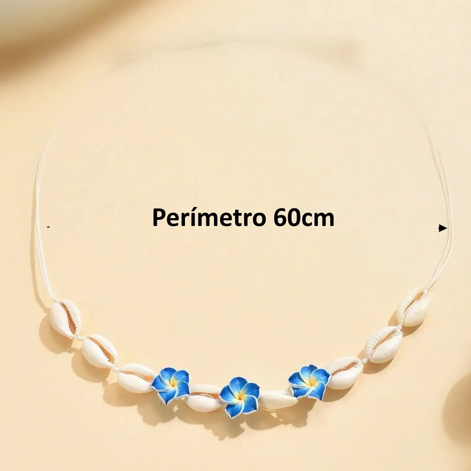 Colgante hilo ajustable con pure blanco y 3 tipanie azul 3