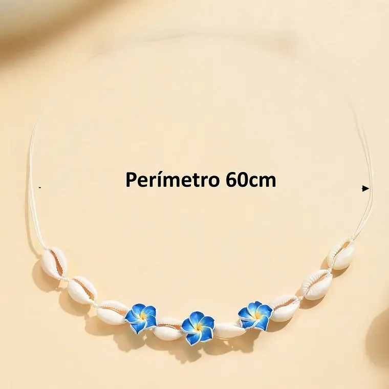 Colgante hilo ajustable con pure blanco y 3 tipanie azul 3