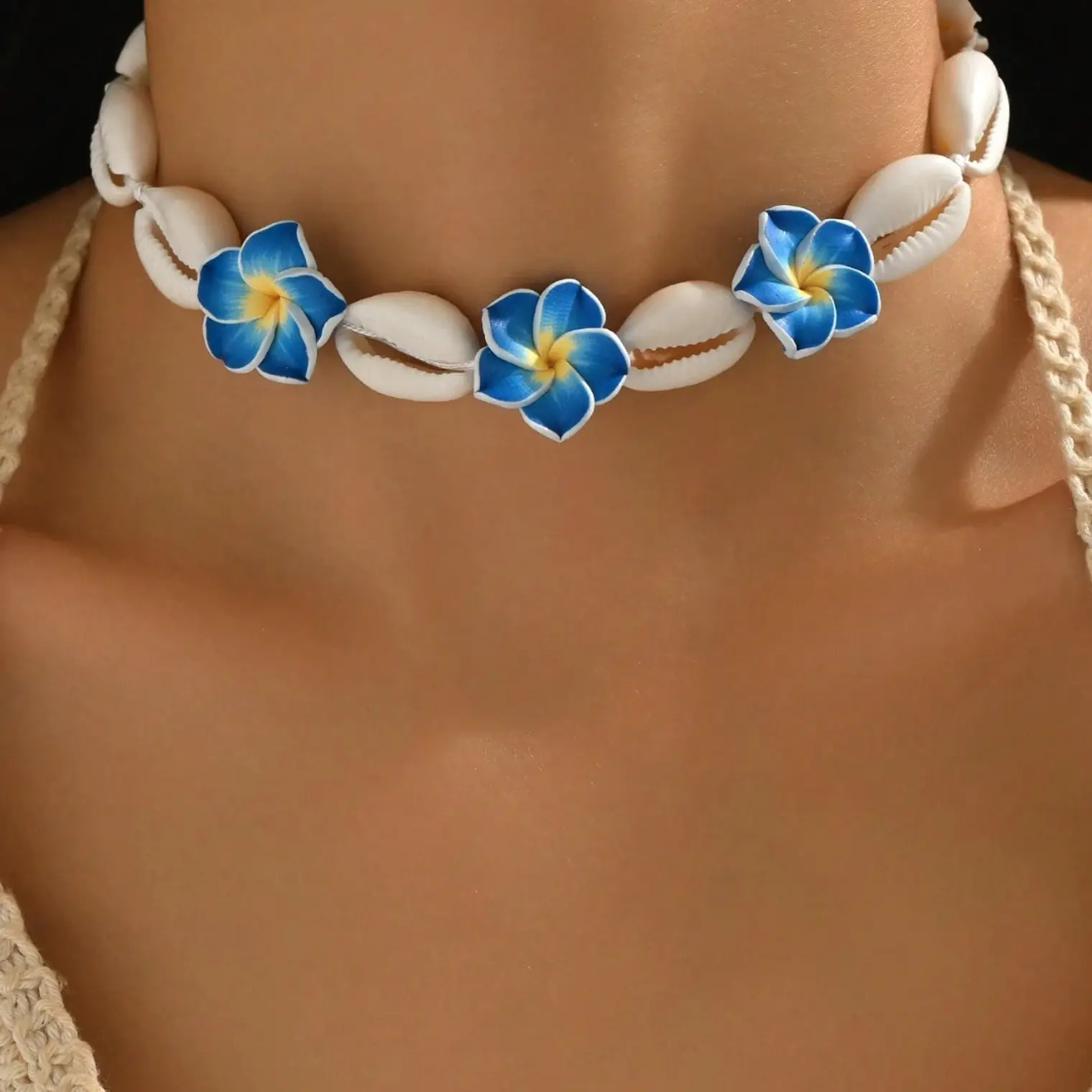 Colgante hilo ajustable con pure blanco y 3 tipanie azul 4