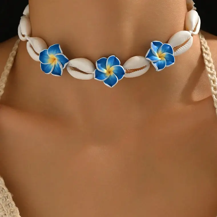 Colgante hilo ajustable con pure blanco y 3 tipanie azul 4