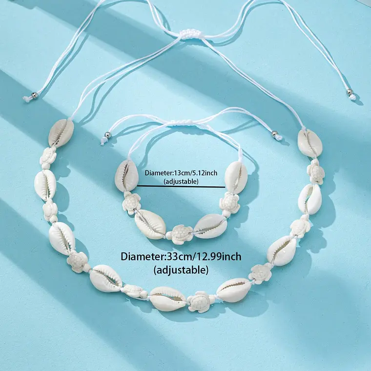 Conjunto colgante y pulsera pure y tortuga blanca 4