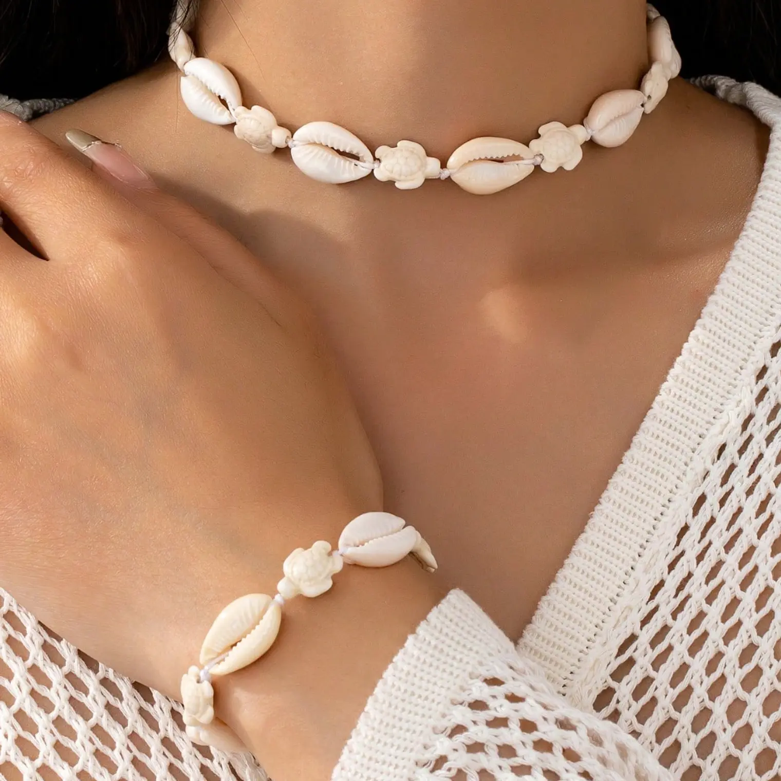 Conjunto colgante y pulsera pure y tortuga blanca 1