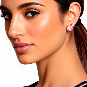 Aros con tornillo Tipanie fucsia Con amarillo 2cm