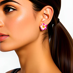 Aros con tornillo Tipanie fucsia Con amarillo 2cm