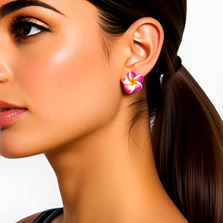 Aros con tornillo Tipanie fucsia Con amarillo 2cm 2