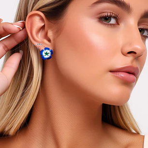 Aros con tornillo Tipanie azul Con blanco 2,5cm