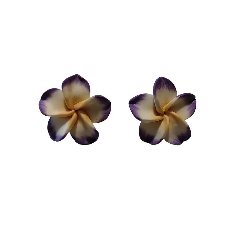Aros con tornillo Tipanie Lila Con blanco diámetro 3,5cm 3