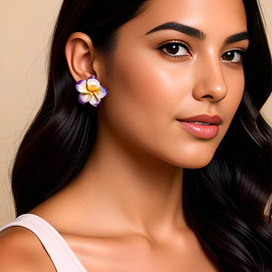 Aros con tornillo Tipanie Lila Con blanco diámetro 3,5cm