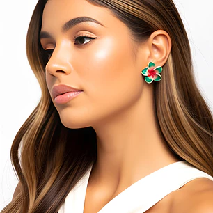 Aros Tipanie verde claro Con fucsia diámetro 2,5cm